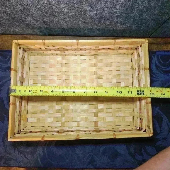 Bamboo Basket/Tray w/Dark Brown Weave - Picture 6 of 8